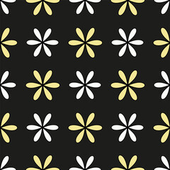 Obraz premium Abstract flower pattern of white and yellow on a dark background