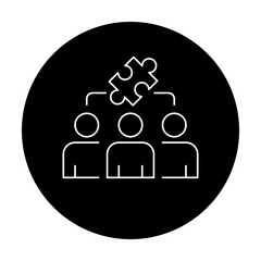 Team Collaboration Icon with Gear and Eye – Representing Vision, Strategy, and Team Alignment