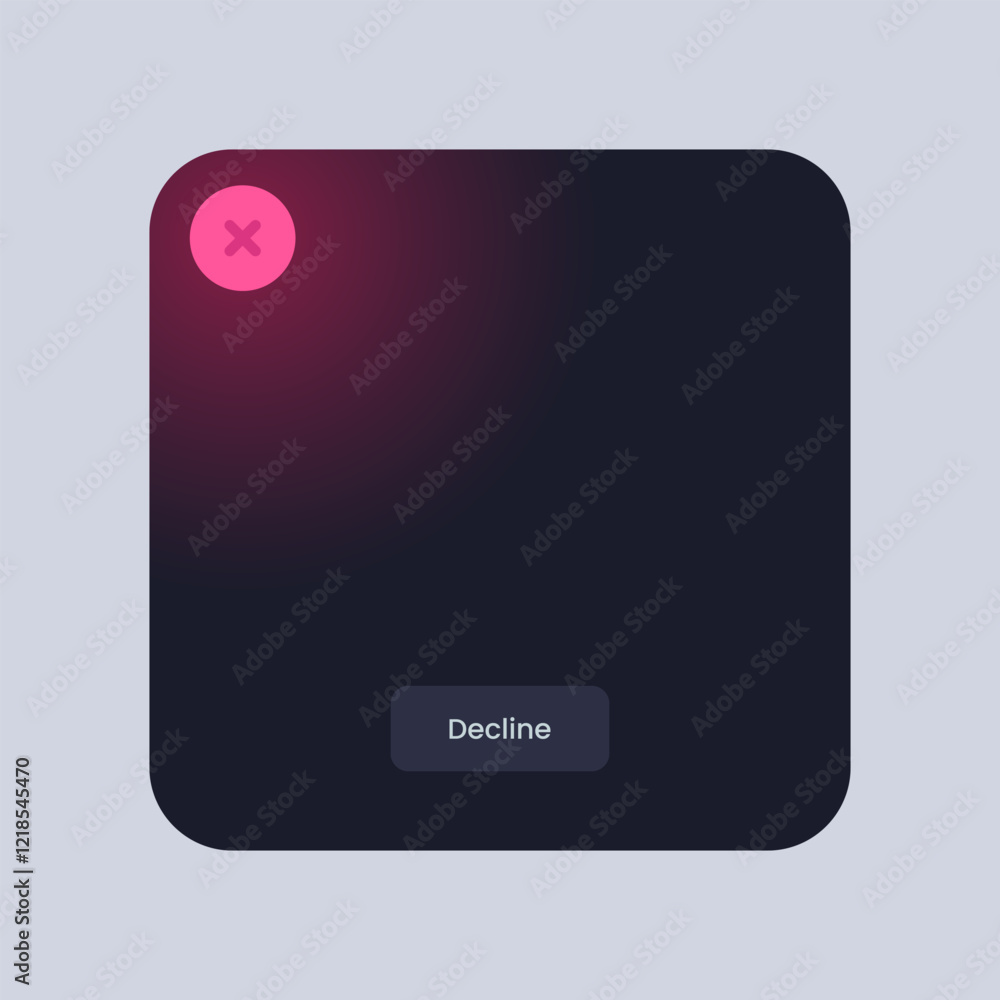 Poster Colorful square user interface. Pop up window with decline text.