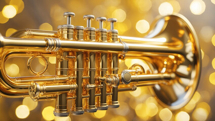 Obraz premium Golden Trumpet Elegance: A Detailed and Radiant Close-Up