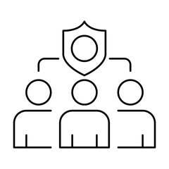 Team Collaboration Icon with Shield – Representing Integrity, Security, and Strong Team Ethics
