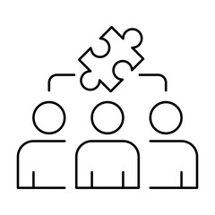 Team Collaboration Icon with Gear and Eye – Representing Vision, Strategy, and Team Alignment