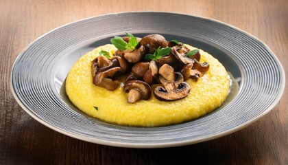 polenta with mushrooms italian food, AI generated