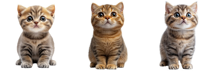 Obraz premium Cute kitten portraits and adorable indoor shots on transparent background