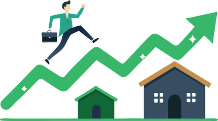 Housing price rising up, real estate or property growth concept