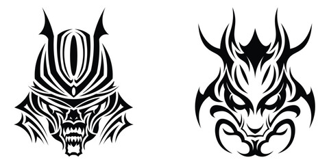 Tribal tattoo. Old school tattoo neo-tribal style. set vector icons. tribal tattoo isolated on white background. Vector illustration	