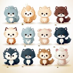Catalogue of Adorable Animals in a 2D Tile Set Illustration