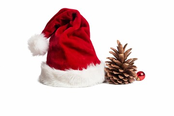 Red with white santa hat isolated on white background