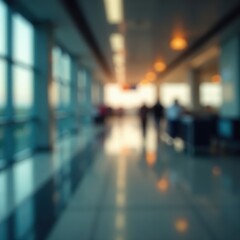 Abstract airport scene, blurred shapes and colors, lights, visual