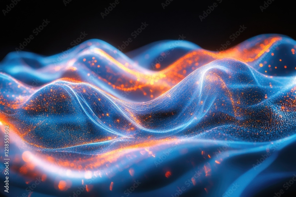 Poster waves of light and energy create a dynamic visual display in dark surroundings