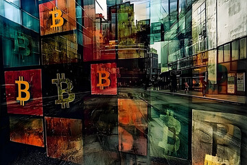 Fototapeta premium crypto - bitcoin, blockchain, cryptocurrency, finance, assets, digital, currency, trading, investment