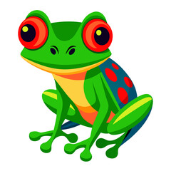 Fototapeta premium Cute green cartoon frog vector illustration of a happy amphibian animal with big eyes