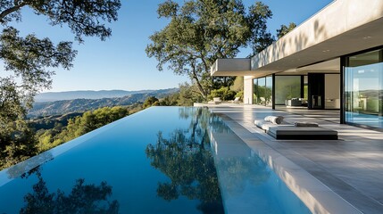 Fototapeta premium Luxurious modern villa in the hills with infinity pool
