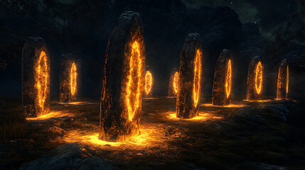 A glowing circle of standing stones, each radiating with a solemn pledge2