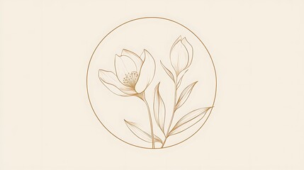 Obraz premium Elegant Beauty and Wellness Brand Logo with Delicate Floral Elements
