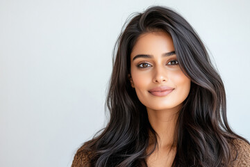 Naklejka premium young indian woman with long and black hair