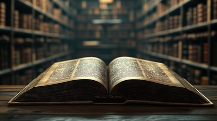 Obraz premium A close up of an open book with the background blur library