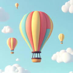 Obraz premium Colorful hot air balloons in cartoon sky