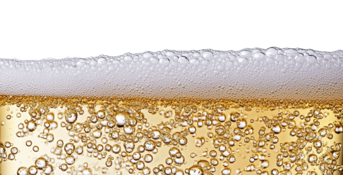 Close up of Sparkling Champagne Bubbles and Foam Festive Drink Texture - Powered by Adobe