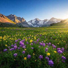 Fototapeta premium mountain landscape with flowers