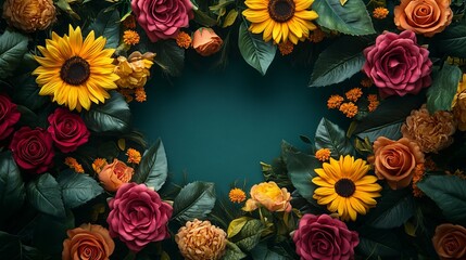 Beautifully Arranged Bunch of Fresh Flowers Forming a Circular Design with Vibrant Colors and Lush Greenery Creating a Joyful and Inviting Atmosphere for Any Special Occasion