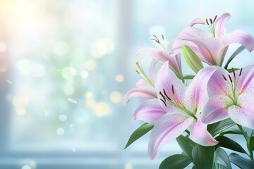 Pink Lilac and blur sunny background 