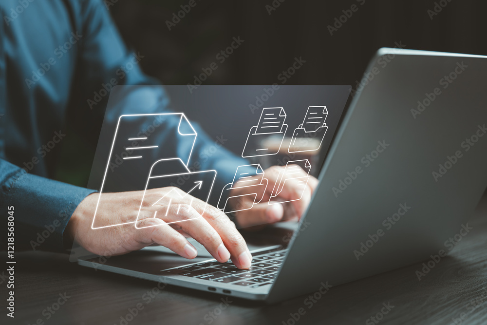 Poster Streamlined file management: Organizing documents digitally for efficiency. Optimized workflows: Digital tools for seamless document organization.