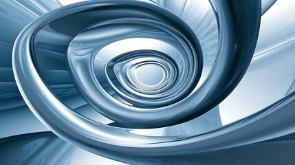 Abstract Blue Swirling Metallic Concentric Circles Design