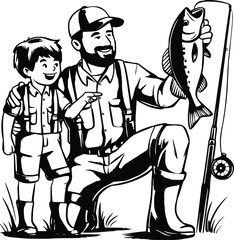 Fototapeta premium Fishing Buddies svg Fathers Day svg Dad and Daughter Fishing svg