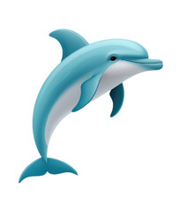 Obraz premium Cheerful cartoon dolphin character with big smile and vibrant blue tones