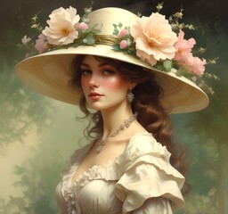 Illustration of Victorian woman hat.
