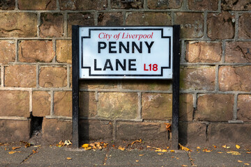 Penny Lane Street Sign in Liverpool, UK