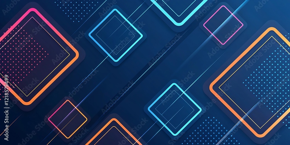Poster professional featuring a dark blue gradient base with dynamic colorful neon outlines background. ai 