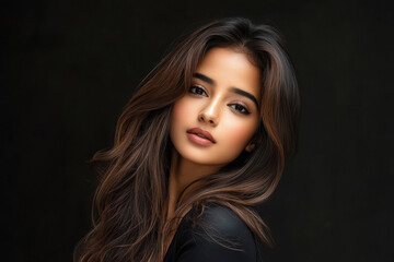 Fototapeta premium young indian woman standing with long straight hair