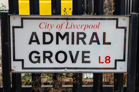 Street Sign for Admiral Grove in Liverpool, UK