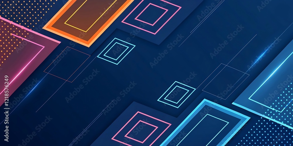Poster professional featuring a dark blue gradient base with dynamic colorful neon outlines background. ai 