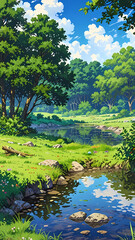 Beautiful Morning Anime Forest