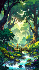 Night Forest with Fireflies