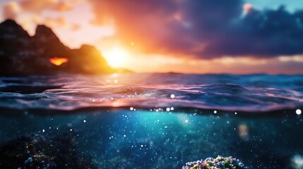 Fototapeta premium dreamy seascape under celestial light sky 