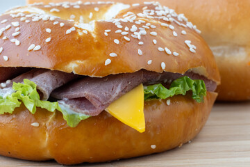 colse up of a beef hamburger 
