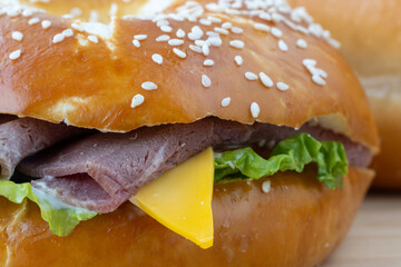 colse up of a beef hamburger 