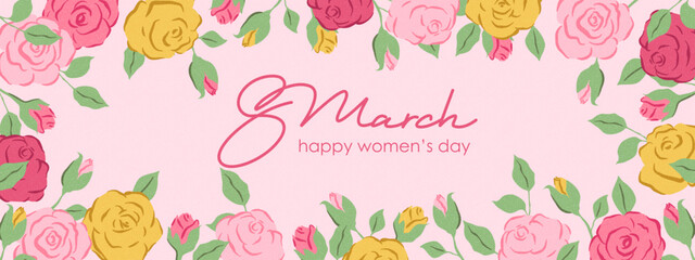 Spring flowers. 8 March, womens day, mother's day holiday greeting card. Bright colorful botanical background, pattern. 