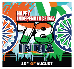 Obraz premium Indian Independence Day Celebration Artwork with Historic and Patriotic.
