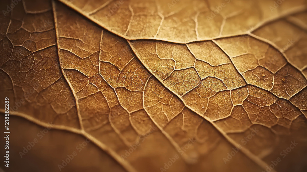 Poster close-up macro shot of dried autumn leaf showing every intricate wrin and texture detail