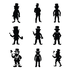 A Set Of Leprechaun Vector Silhouettes