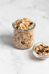 Granola with chocolate and nuts, breakfast