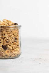 Granola with chocolate and nuts, breakfast