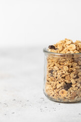 Granola with chocolate and nuts, breakfast