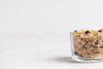 Granola with chocolate and nuts, breakfast