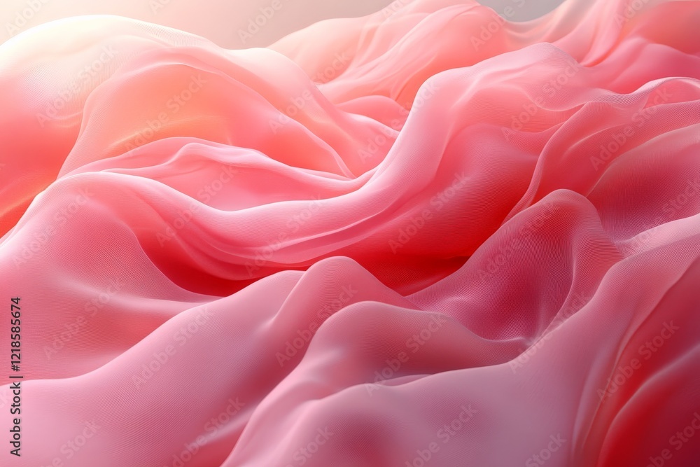Aufkleber soft pink fabric draping gracefully, creating gentle waves of texture and color in a serene atmosphe